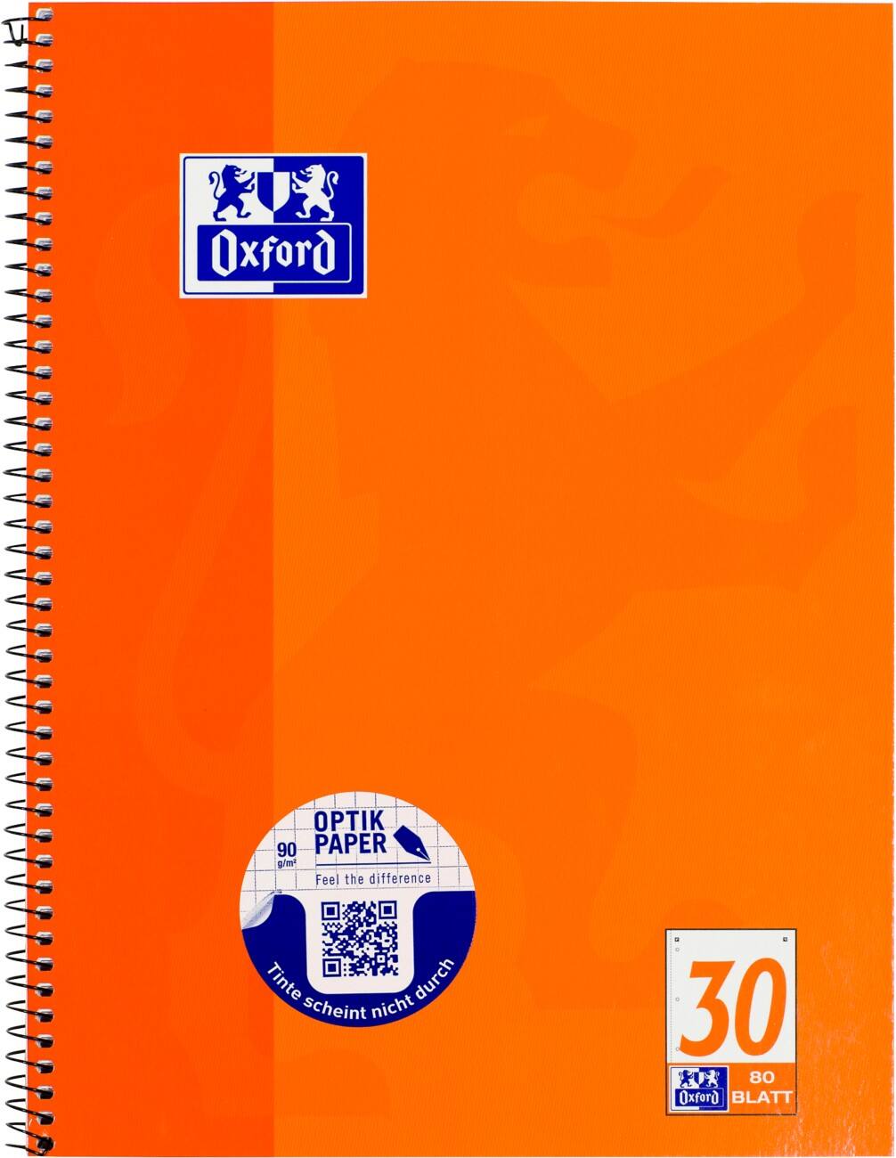 OXFORD A4 Drahtgebundener orangefarbener Pappcover Notizbuch Blanko 80 Blatt