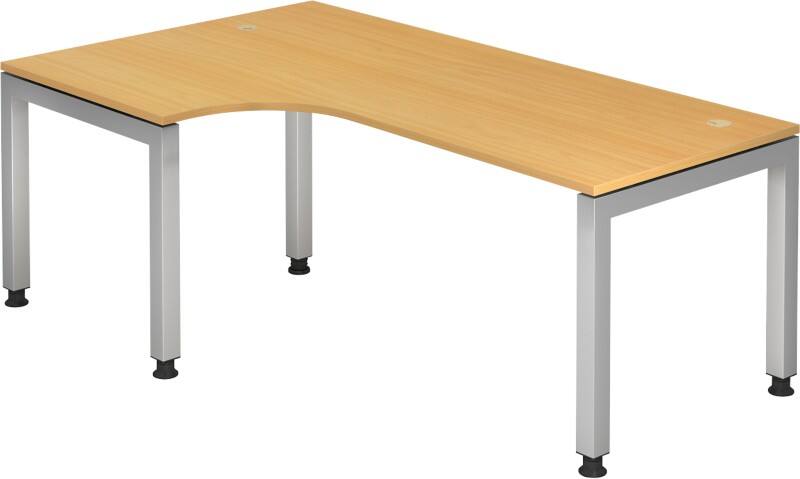 Hammerbacher J Series VJS Eckschreibtisch Halbkreisförmig Buche 4 Metallfüße 2.000 (B) x 1.200 (T) x 760 (H) mm Spanplatte, Stahl