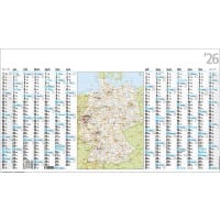 Bühner Wandplaner 2026, 3 Monate pro Seite, gemischt Deutsch, Englisch, Französisch