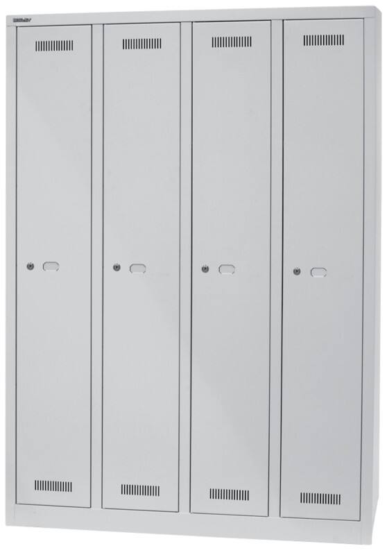 Bisley MonoBloc Silber Garderobenschrank 1 Tür 4 abteile Schlüssel 1.183 x 500 x 1.700 mm Hellgrau