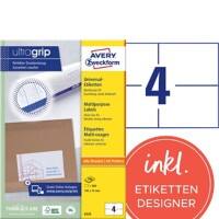 AVERY Zweckform Ultragrip Universaletiketten 6133 Ja Spezial Weiß 105 x 74 mm 200 Blatt à 4 Etiketten