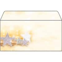 Sigel Weihnachten Glitzer Sterrne Briefumschläge 11 x 22 cm Beige, Silber 50 Stück