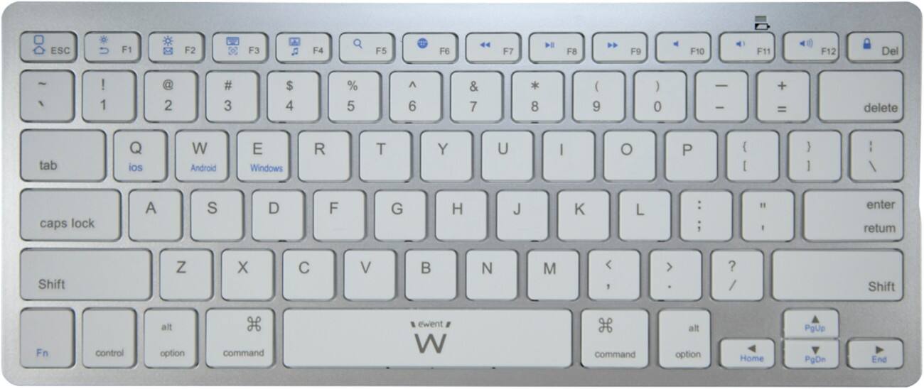 ewent Kabellose Ultradünne Bluetooth Tastatur EW3163 QWERTY US Weiß, Silber