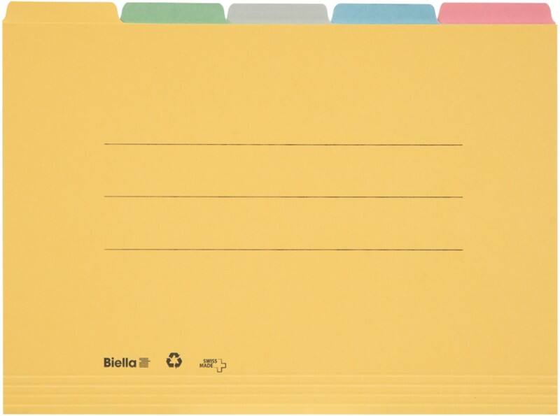 Biella Registermappe DIN A4 Farbig sortiert Recyclingkarton 5 Stück