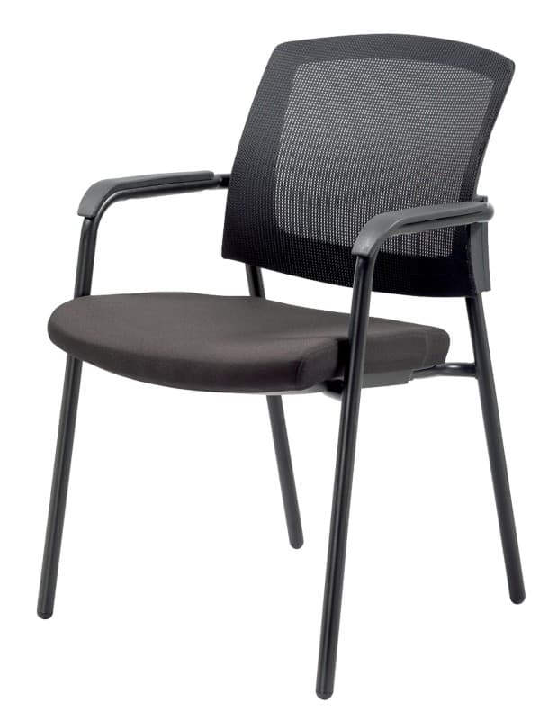 Viking Realspace Sutton Stapelstuhl Netzstoff, Stoff Feste Armlehne Nicht höhenverstellbarer Sitz Schwarz 110 kg 580 x 450 x 850 mm