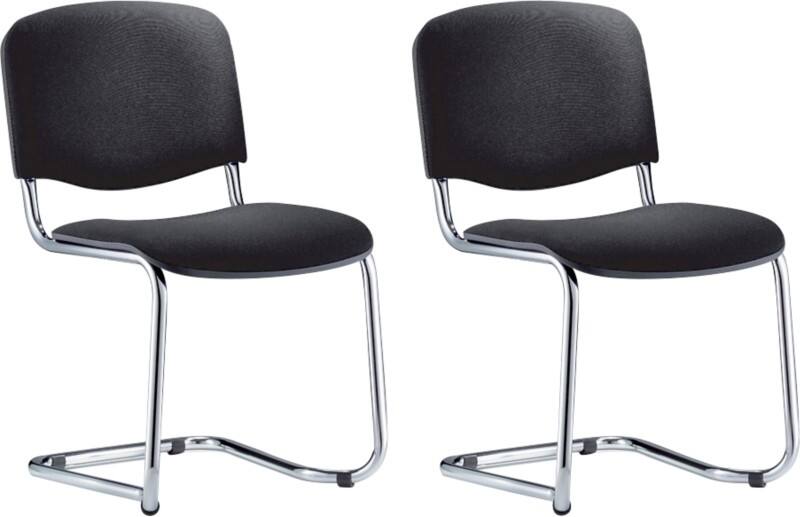 Nowy Styl Iso Swing Besucherstuhl Stoff Ohne Armlehnen Schwarz  2 Stück
