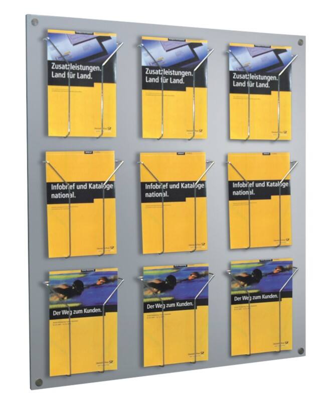 Kerkmann Focus A4 Wandprospekthalter Wandmontiert Silber 6204 75 x 6,5 x 100 cm