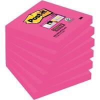 Post-it Super Sticky Haftnotizen 76 x 76 mm Magenta Quadratisch 6 Stück à 90 Blatt