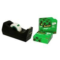 Scotch Magic Tischabroller C38 Schwarz 92 mm x 33 m Kleiner Kern Kunststoff