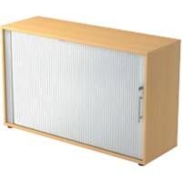 Hammerbacher Rollladenschrank Matrix Buche, Silber 1.200 x 400 x 748 mm