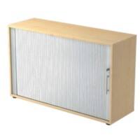 Hammerbacher Rollladenschrank Matrix Ahorn, Silber 1.200 x 400 x 748 mm