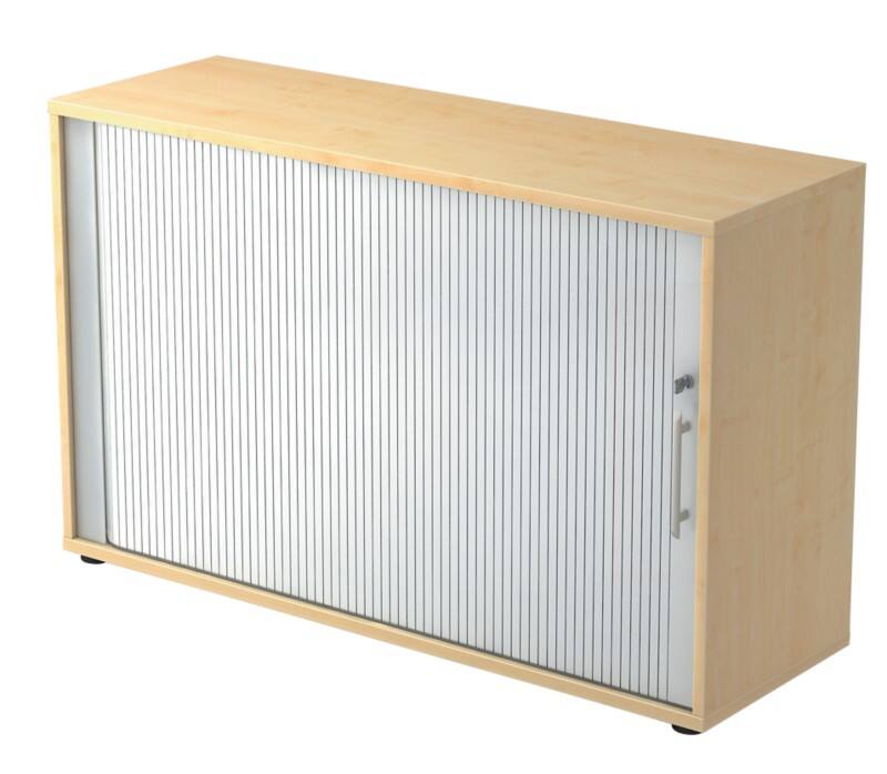 Hammerbacher Rollladenschrank Melaminharzbeschichtete Spanplatte 1 Fachboden abschließbar 1.200 x 400 x 748 mm Braun