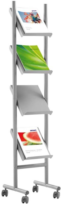 Kerkmann Praktika A4 Prospektständer Silber 3462 320 (B) x 350 (T) x 1.550 (H) mm