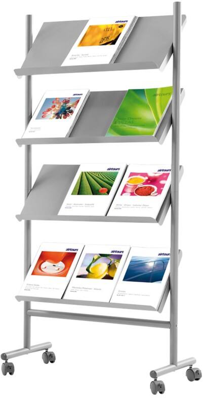 Kerkmann Praktika A4 Prospektständer Silber 3463 720 (B) x 350 (T) x 1.550 (H) mm