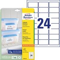 Avery Zweckform L7970-25 Gefrierschrank-Etiketten A4 Weiß 63,5 x 33,9 mm 25 Blatt à 24 Etiketten