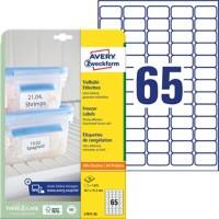 Avery Zweckform L7971-25 Gefrierschrank-Etiketten A4 Weiß 38,1 x 21,2 mm 25 Blatt à 65 Etiketten