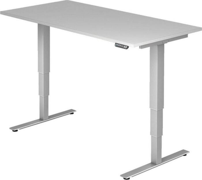 Hammerbacher VXDSM Elektrisch Höhenverstellbar Sitz-Stehschreibtisch Grau T-Fuß 1.600 (B) x 800 (T) x 1.270 (H) mm Spanplatte, Stahl
