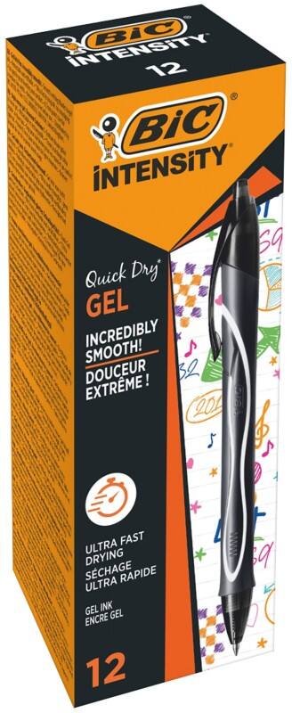 BIC Gel-ocity Quick Dry Einziehbar Tintenroller Schwarz 0,3 mm Mittel Kugel Nicht nachfüllbar 12 Stück
