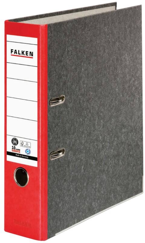 Falken Breit Ordner A4 80 mm Rot 2 Ringe 80024516 Pappkarton Wolkenmarmor
