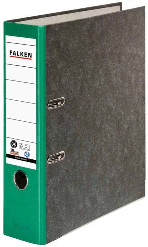 Falken Breit Ordner A4 80 mm Grün 2 Ringe 80024714 Pappkarton Wolkenmarmor