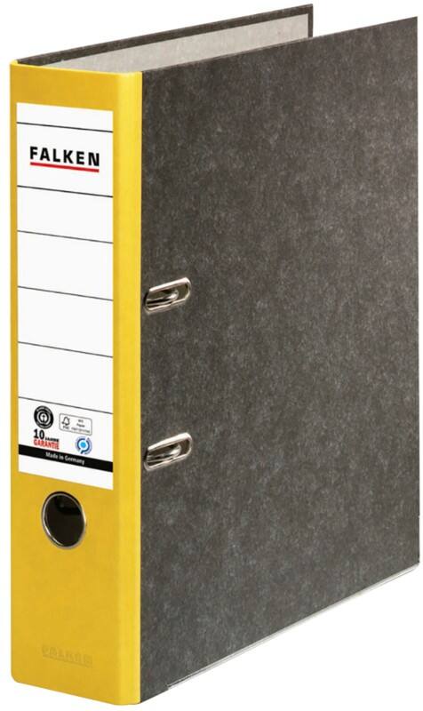 Falken Breit Ordner A4 80 mm Gelb 2 Ringe 80024813 Pappkarton Wolkenmarmor
