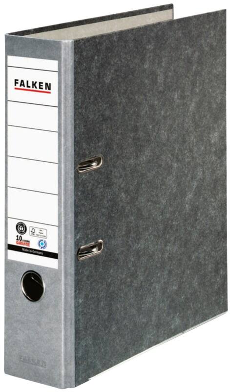 Falken Breit Ordner A4 80 mm Grau 2 Ringe 10311975 Pappkarton Wolkenmarmor