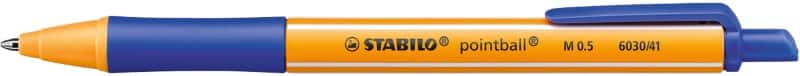 STABILO pointball 6030/41 Einziehbar Kugelschreiber Blau 0.5 mm Mittel Kugelschreiber Nachfüllbar Recycled  