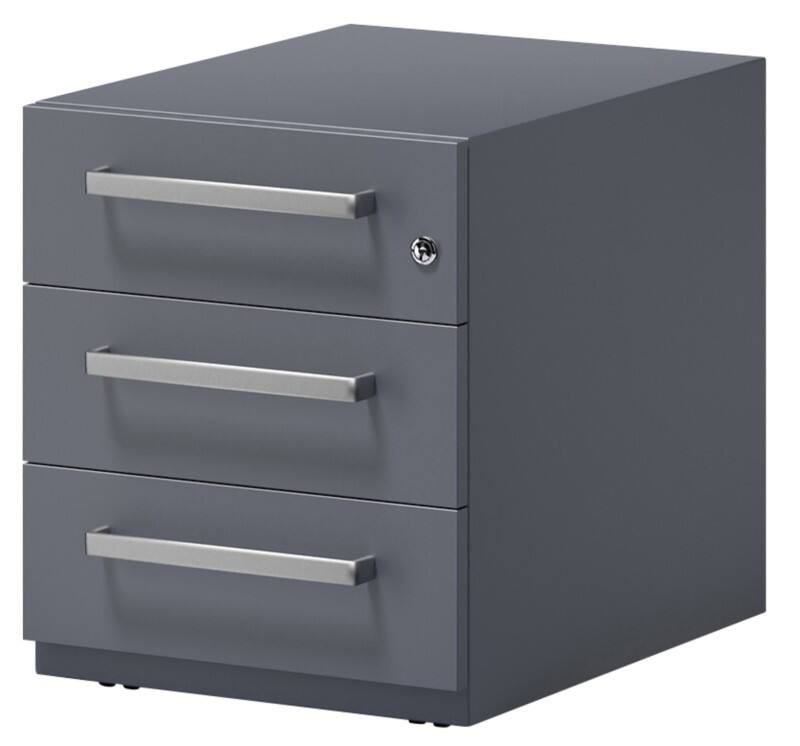 Bisley Rollcontainer Note 3 Schubladen Anthrazitgrau 420 x 565 x 495 mm