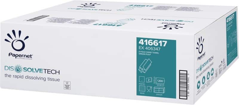 Papernet dissolve tech Papierhandtücher Z-falz Weiß 2-lagig 416617 20 Stück à 200 Blatt