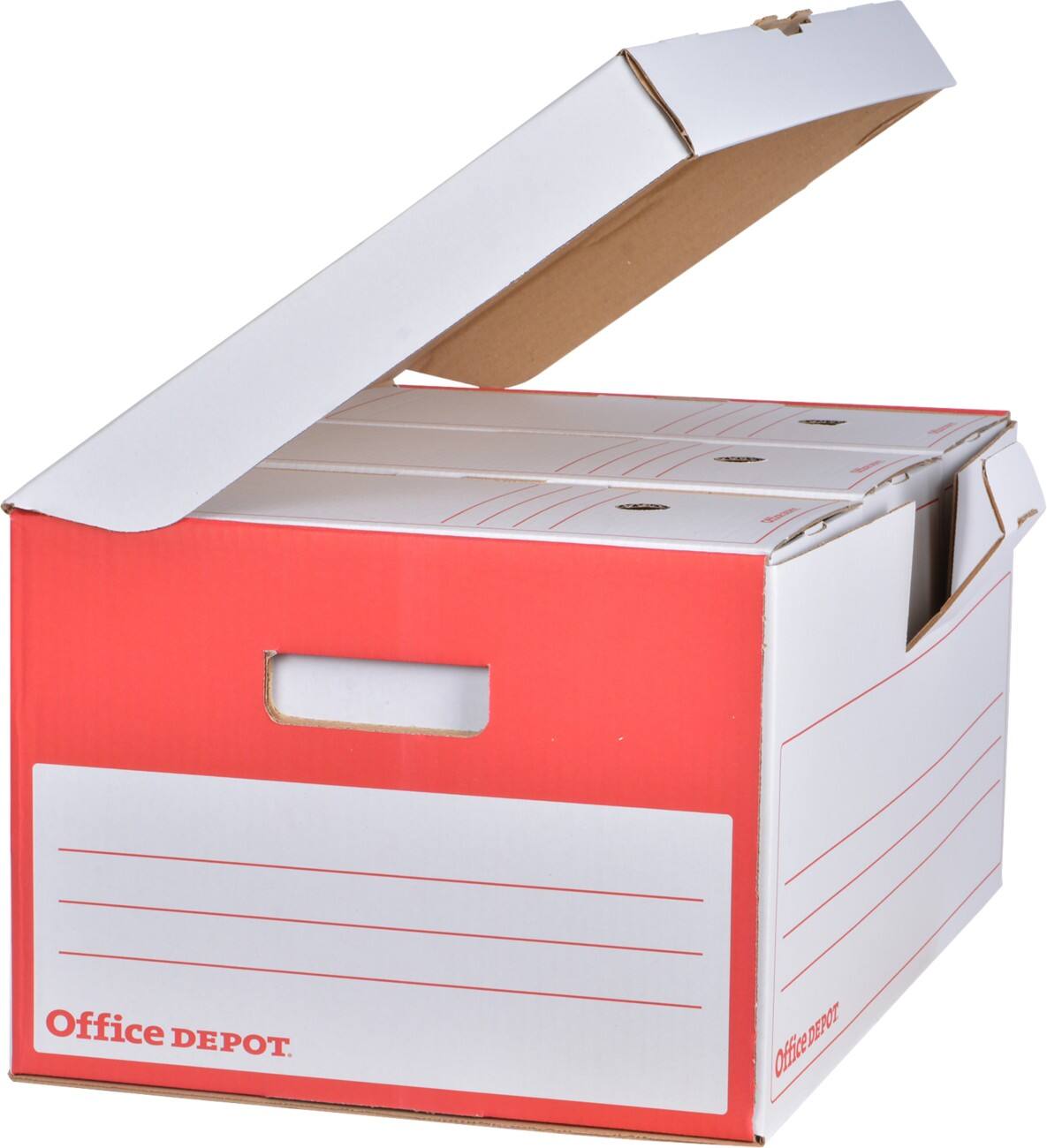 Office Depot Archivboxen Fliptop Weiß, Rot 255 x 545 x 354 mm 10 Stück