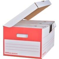Office Depot Archivbox mit Klappdeckel Fliptop Rot, Weiß 54,5 x 35,4 x 25,5 cm 10 Stück