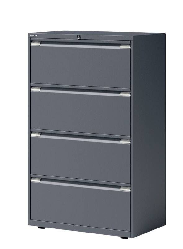 Bisley Hängeregistraturschrank mit 4 Schubladen 4 Schübe Anthrazit 800 x 470 x 1.300 mm