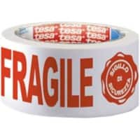 tesa Verpackungsklebeband FRAGILE Rot, Weiß 50 mm (B) x 66 m (L)