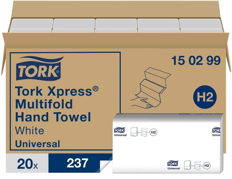 Tork Xpress Universal 100% Recycelt Papierhandtücher H2 M-falz Weiß 2-lagig 150299 20 Stück à 237 Blatt