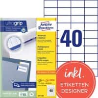 AVERY Zweckform Ultragrip Universaletiketten 3651-200 Ja DIN A4 Weiß 52,5 x 29,7 mm 220 Blatt à 40 Etiketten