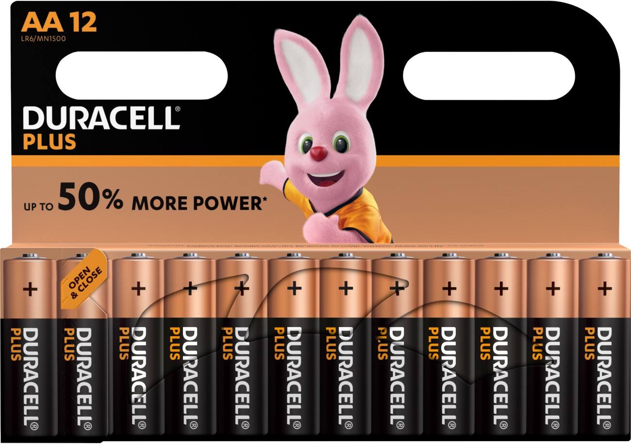 Duracell AA Alkali-Batterien Plus Power MN1500 LR6 1,5 V 12 Stück