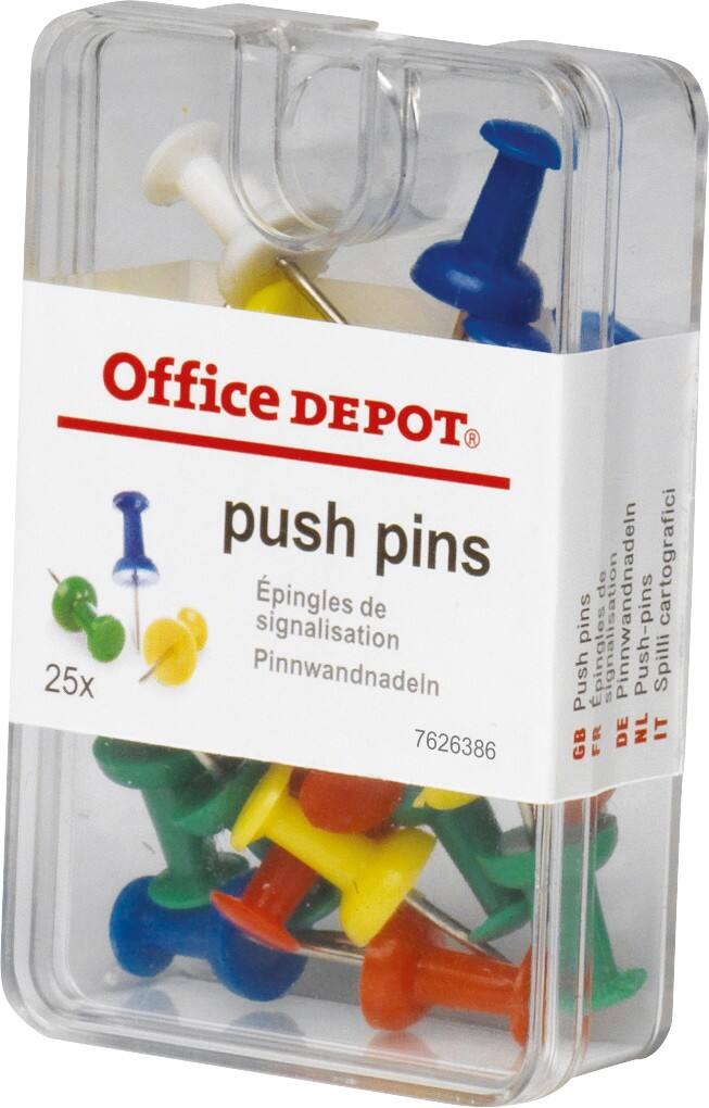Office Depot Reißnägel Flach Stahl, Kunststoff Farbig sortiert 25 Stück