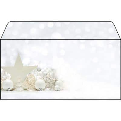 Sigel Weihnachts-Briefumschläge Ohne Fenster 22 (B) x 11 (H) cm Weiß, Silber 90 g/m² 25 Stück