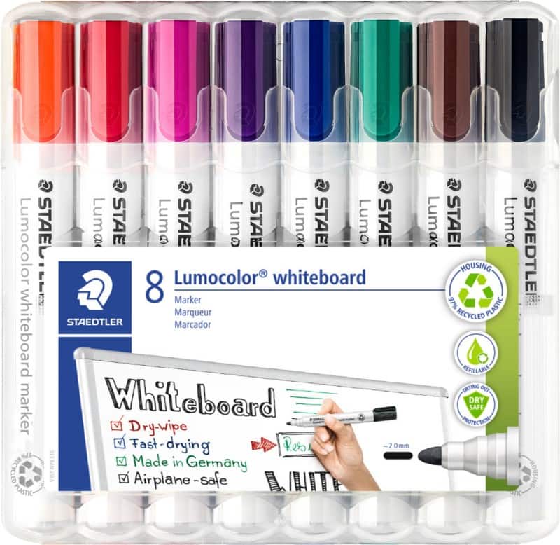 STAEDTLER Whiteboard Marker Lumocolor Sortierte Farben Packung mit 8 Stück