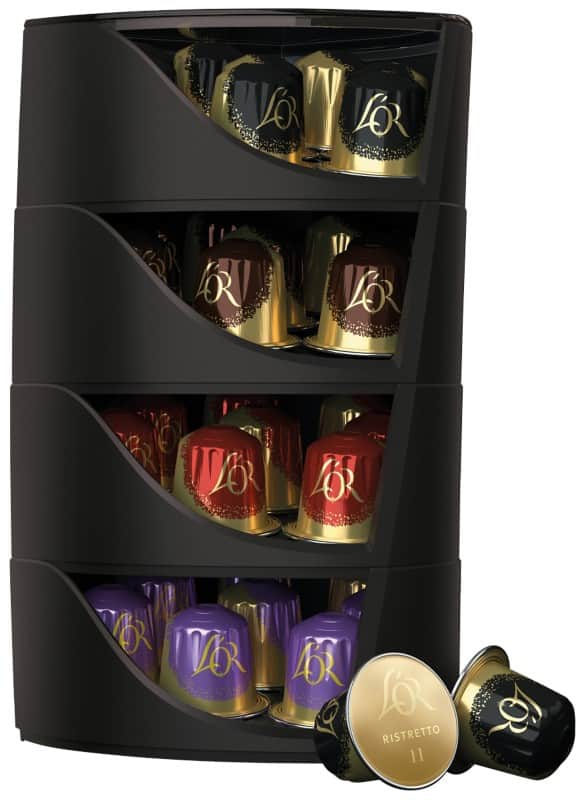 L'OR Kapselspender 4-lagig Kunststoff Schwarz 19,2 x 28 cm