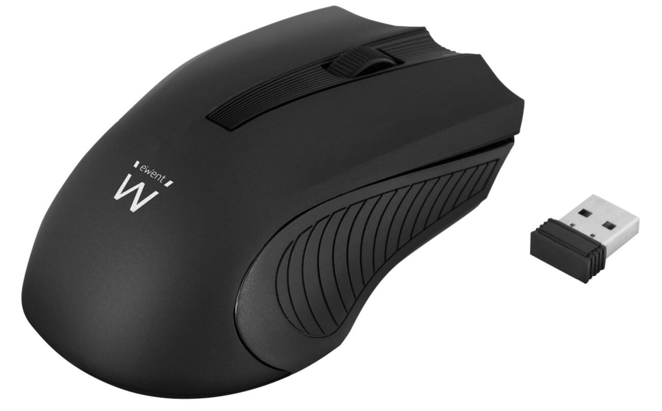 ewent Kabellose Optische Maus EW3221 Für Rechts- und Linkshänder USB-A Nano Receiver Schwarz