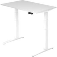 Hammerbacher XBHM VXBHM Elektrisch Höhenverstellbar Sitz-Stehschreibtisch Rechteckig Weiß C-Fuß 1.200 (B) x 800 (T) x 1.290 (H) mm Spanplatte, Stahl, Aluminium