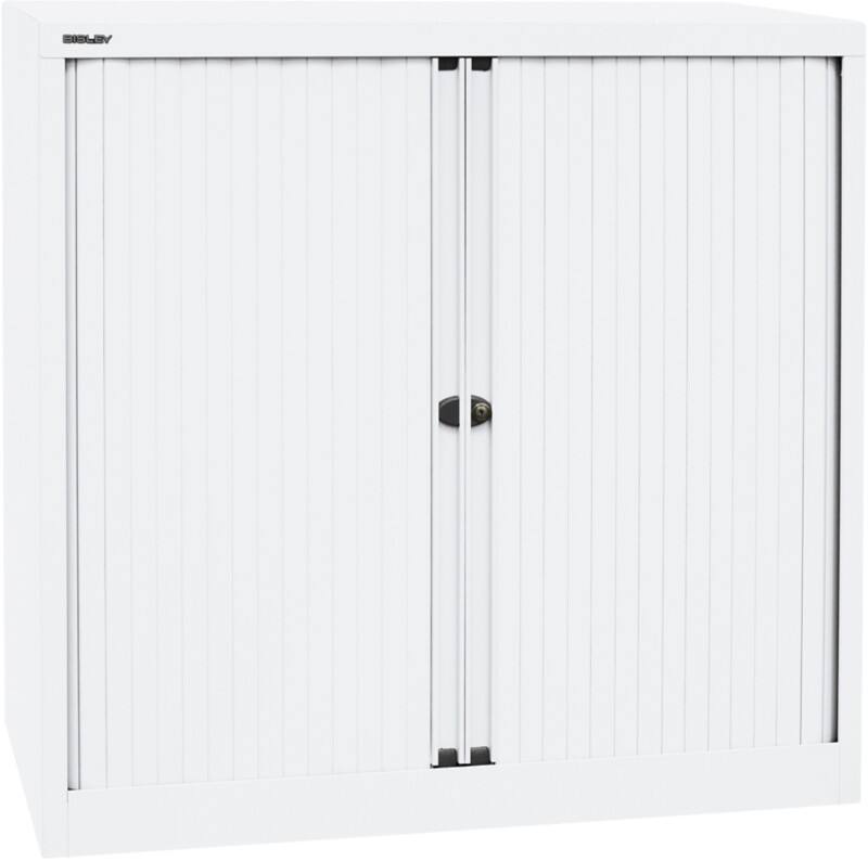Bisley Rollladenschrank Stahl 2 Fachböden abschließbar 1.000 x 430 x 1.030 mm Verkehrsweiß