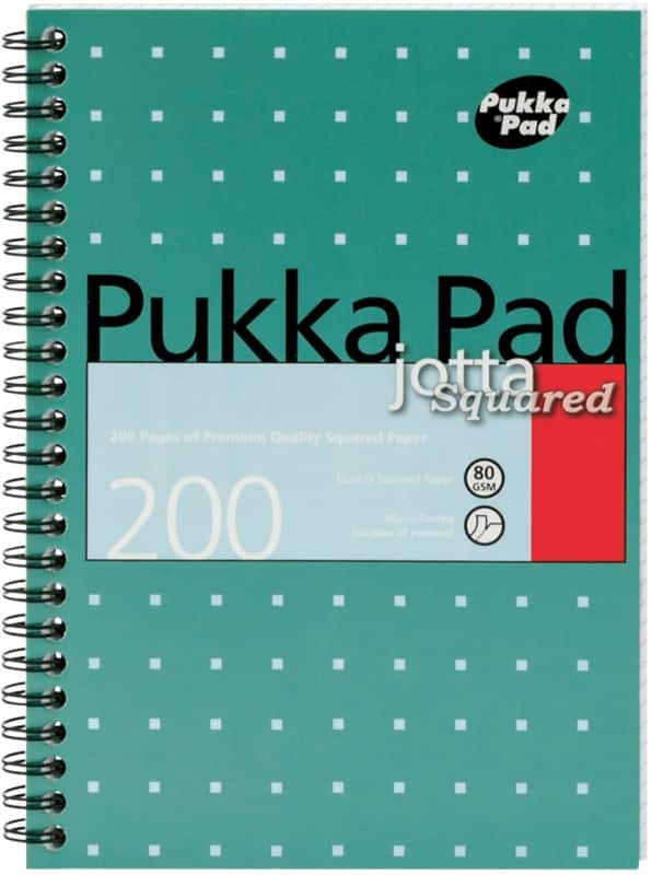 Pukka Pad Notizblock A5 Kariert Spiralbindung Farbig sortiert metallic Gelocht  200 Seiten 3 Stück à 100 Blatt 