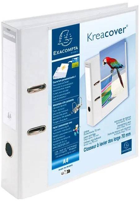 Exacompta Präsentationsordner Metall, PVC DIN A4 2 Ringe 75 mm Weiß