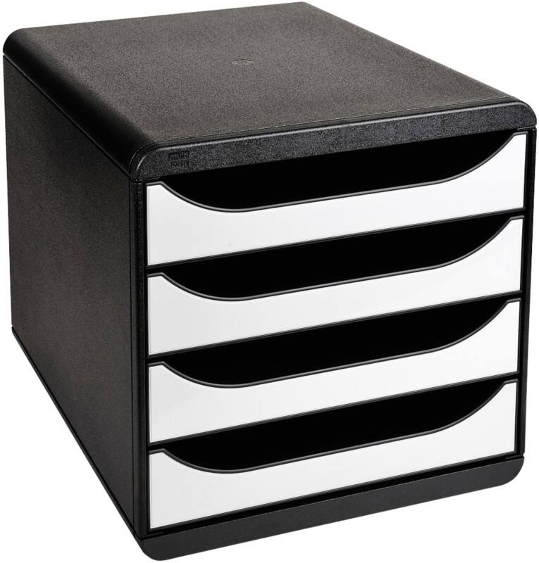 Exacompta Schubladenbox PS (Polystyrol) Schwarz, Weiß 4 Schübe 26,7 x 34,7 x 27,8 cm A4