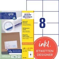 AVERY Zweckform Adressetiketten 3427-200 Ultragrip Weiß A4 105 x 74 mm 220 Blatt à 8 Etiketten