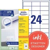 AVERY Zweckform Abziehhilfe QuickPEEL,ultragrip Mehrzwecketiketten 3658-200 Selbsthaftend A4 Weiß 64,6 x 33,8 mm 220 Blatt à 24 Etiketten