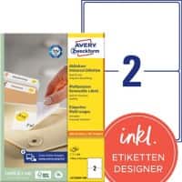 AVERY Zweckform Universal-Etiketten L4734REV-100 Weiß A4 199,6 x 143,5 mm 100 Blatt à 2 Etiketten