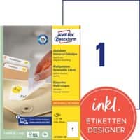 AVERY Zweckform Universal-Etiketten L4735REV-100 Weiß 210 x 297 mm 100 Blatt à 1 Etikett